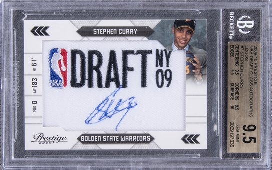 2009-10 Prestige NBA Draft Class Autographs "NBA Draft Logos" #7 Stephen Curry Signed Rookie Card (#051/125) - BGS GEM MINT 9.5/BGS 10